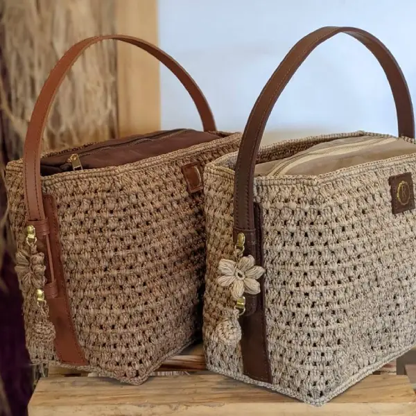 Grand sac cabas raphia